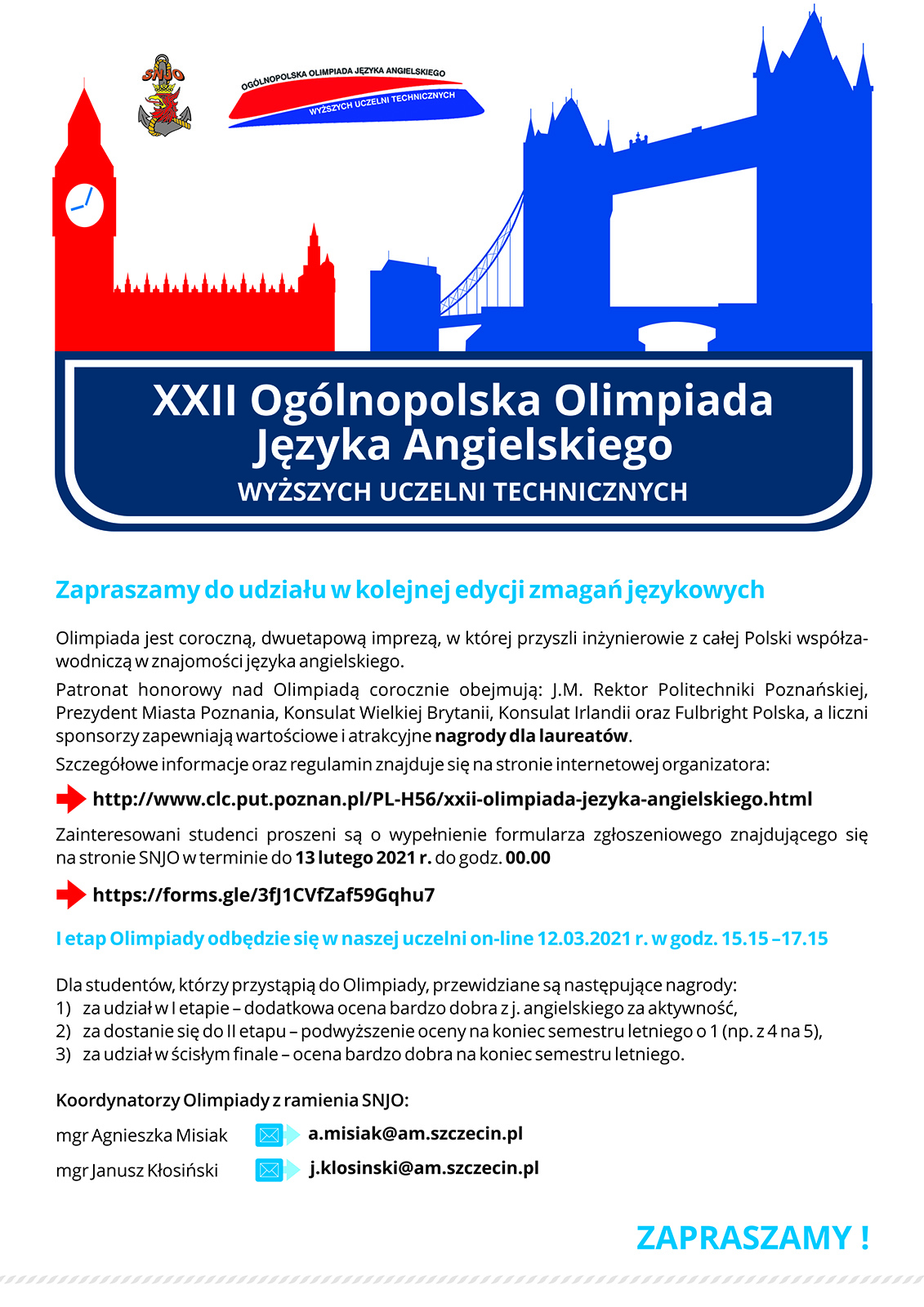 Plakat XXII Olimpiada Języka Angielskiego