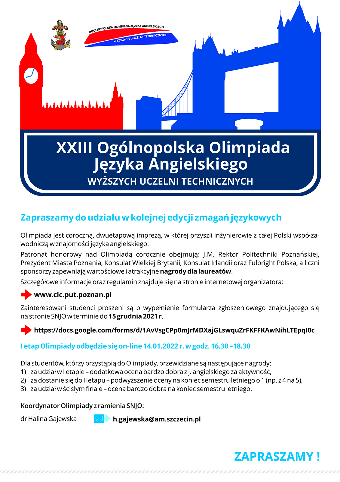 Plakat XXIII Olimpiada Języka Angielskiego