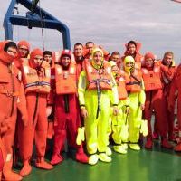 Studenci AMS na m/s Nawigator XXI podczas praktyki przygotowawczej