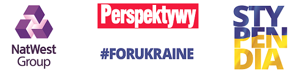 Logo firmy NatWest, fundacji Perspektywy oraz Forukraine