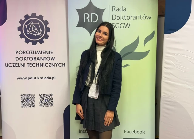 Mgr inż. Sonia Nechaeva podczas 68. zjeźdu Porozumienia Doktorantów Uczelni Technicznych 2026