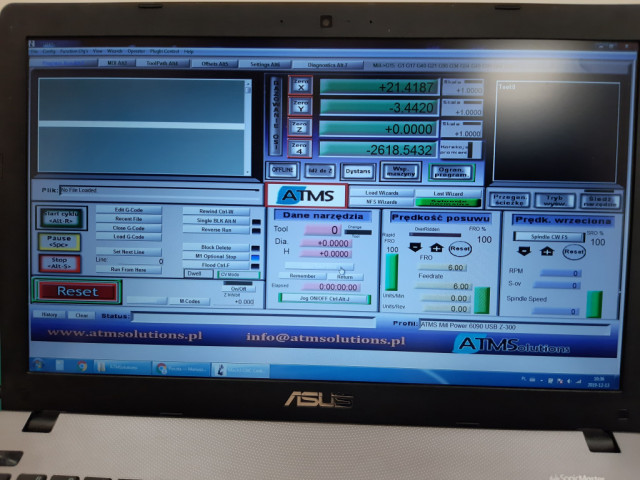 The ATMS CNC 60x90 milling machine at the laboratory of  Faculty of Mechatronics and Electrical Engineering 