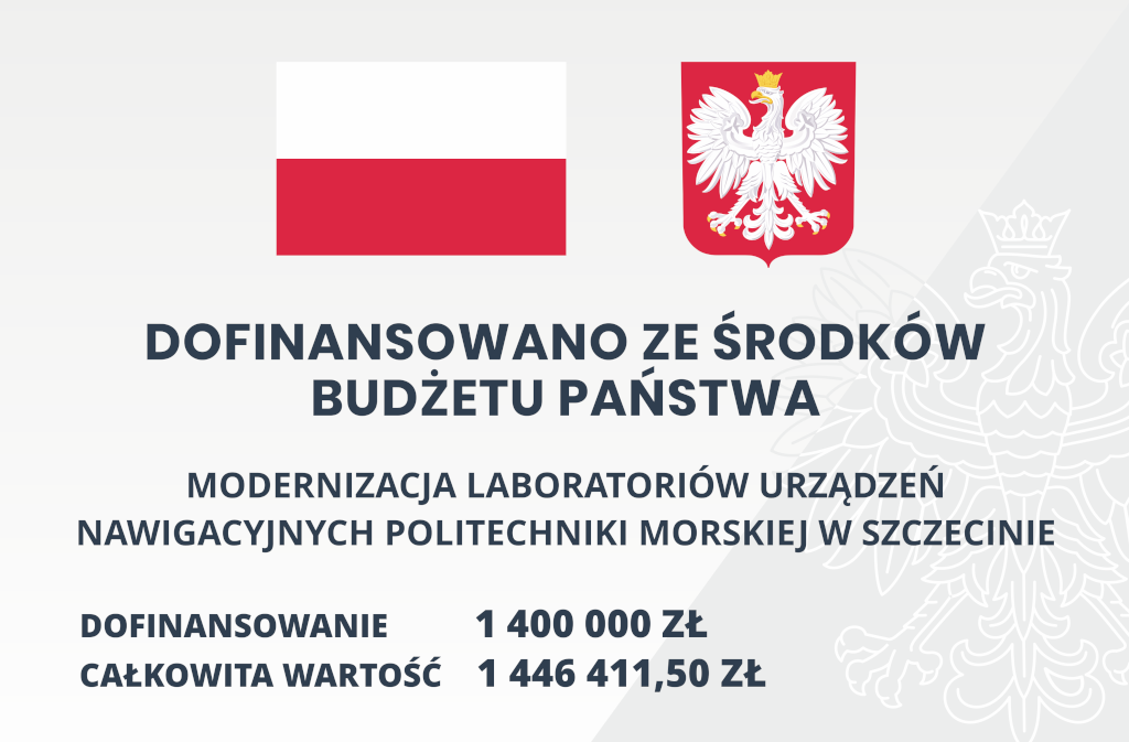 Modernizacja Laboratoriów Urządzeń Nawigacyjnych Politechniki Morskiej w Szczecinie tablica informacyjna